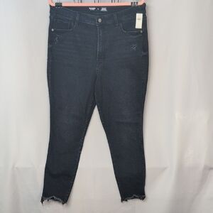 Old Navy Black Ankle Skinny Jeans with Raw Frayed Hem